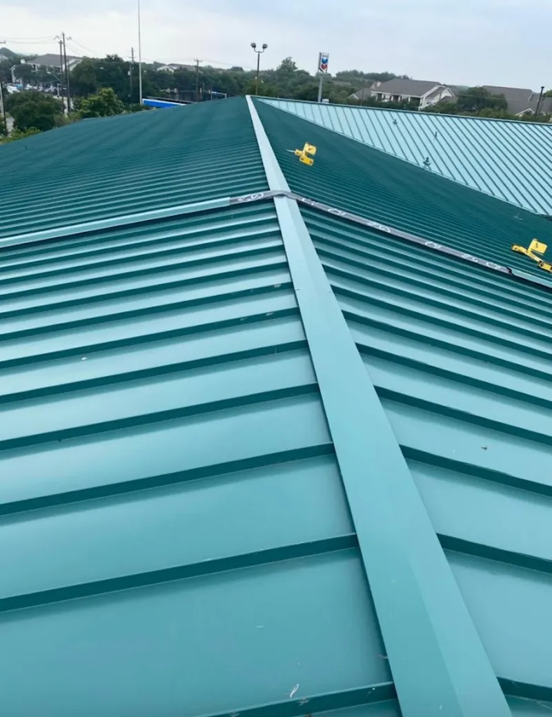 Green commercial metal roof ridge and valley for Metal Roof Repair in Victorville